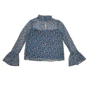 sheer 60s mod floral shirt Xhilaration Womans medium Long Sleeve